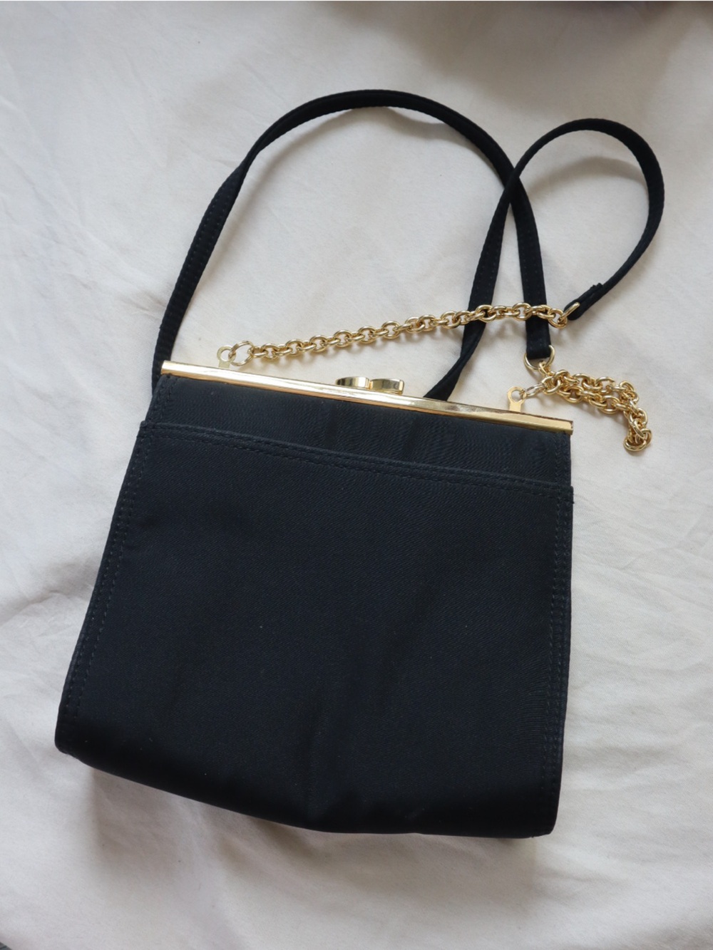 Liz Claiborne Black Embellished Shoulder Purse with Gold Accents - Picture 3 of 4